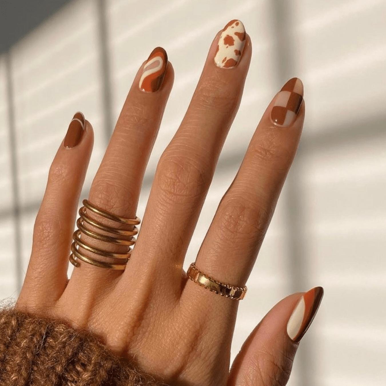 Fall Patterns Swirls Cow Print Checkered — Fall to Winter Nails