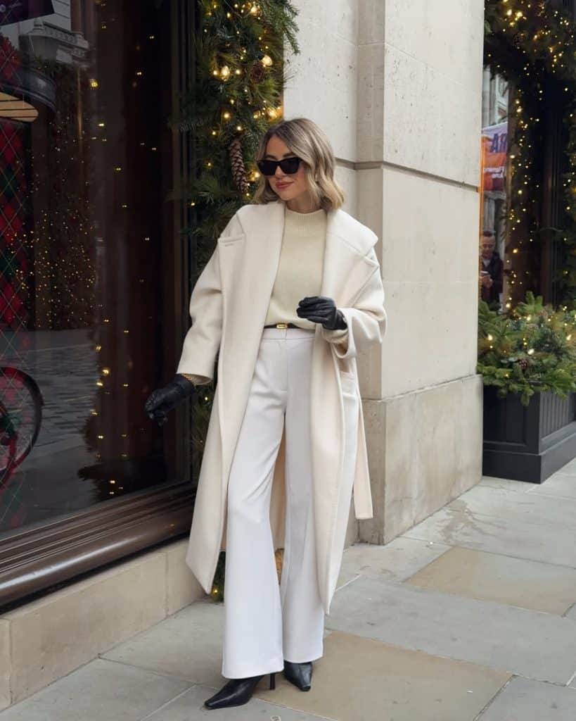 Cream Oversized Coat with Neutral Tones and Black Accents — Old Money Winter Outfits