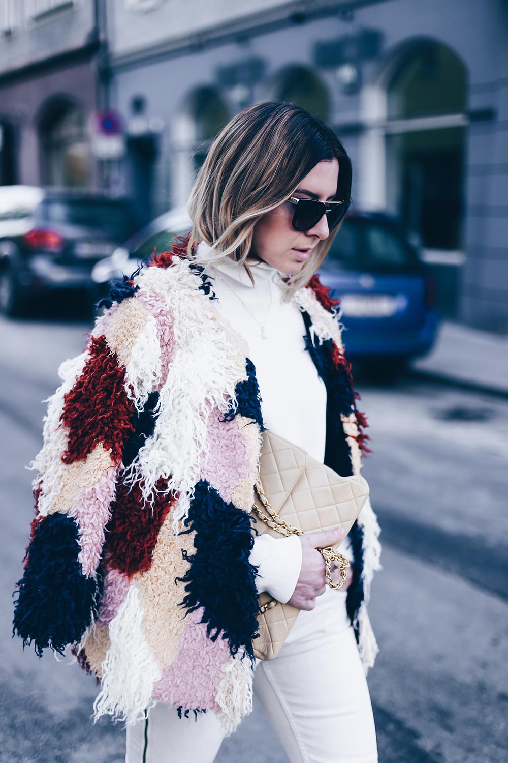 Casual Daytime Multicolored Patchwork Faux Fur Coat: Seasonless Statement — Faux Fur Coat Outfits