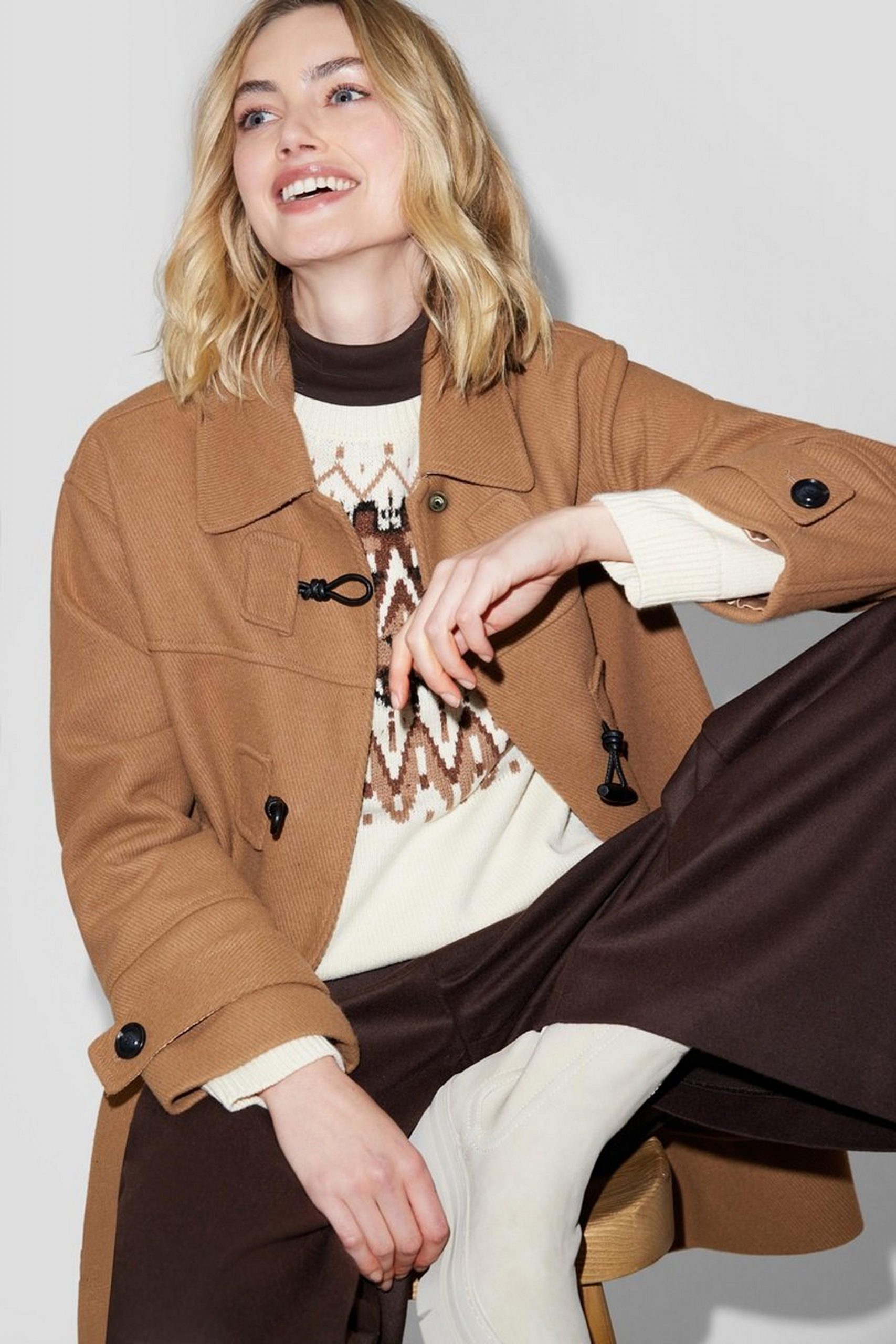 Warm Tonal Layers with a Cropped Jacket — Winter Layering Outfits