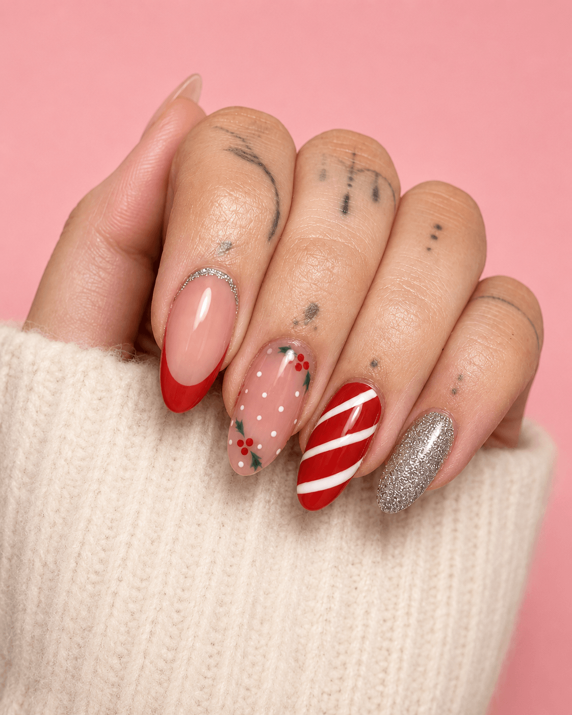 Medium Almond Festive Holiday Mix Medium Almond Festive Holiday Mix β New Years Nails 2027