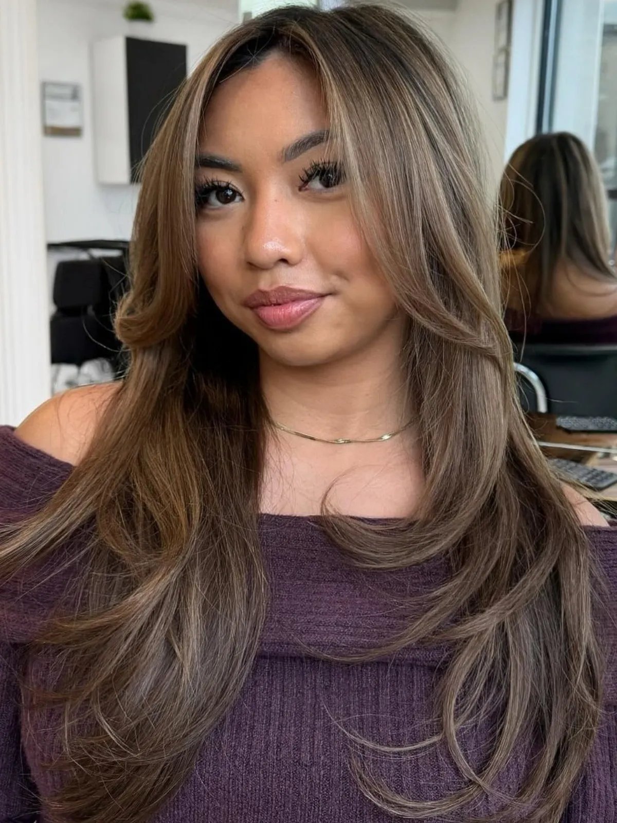 Collarbone Dark Brown With Caramel Honey Highlights — Winter Hair Colors for Brown Eyes