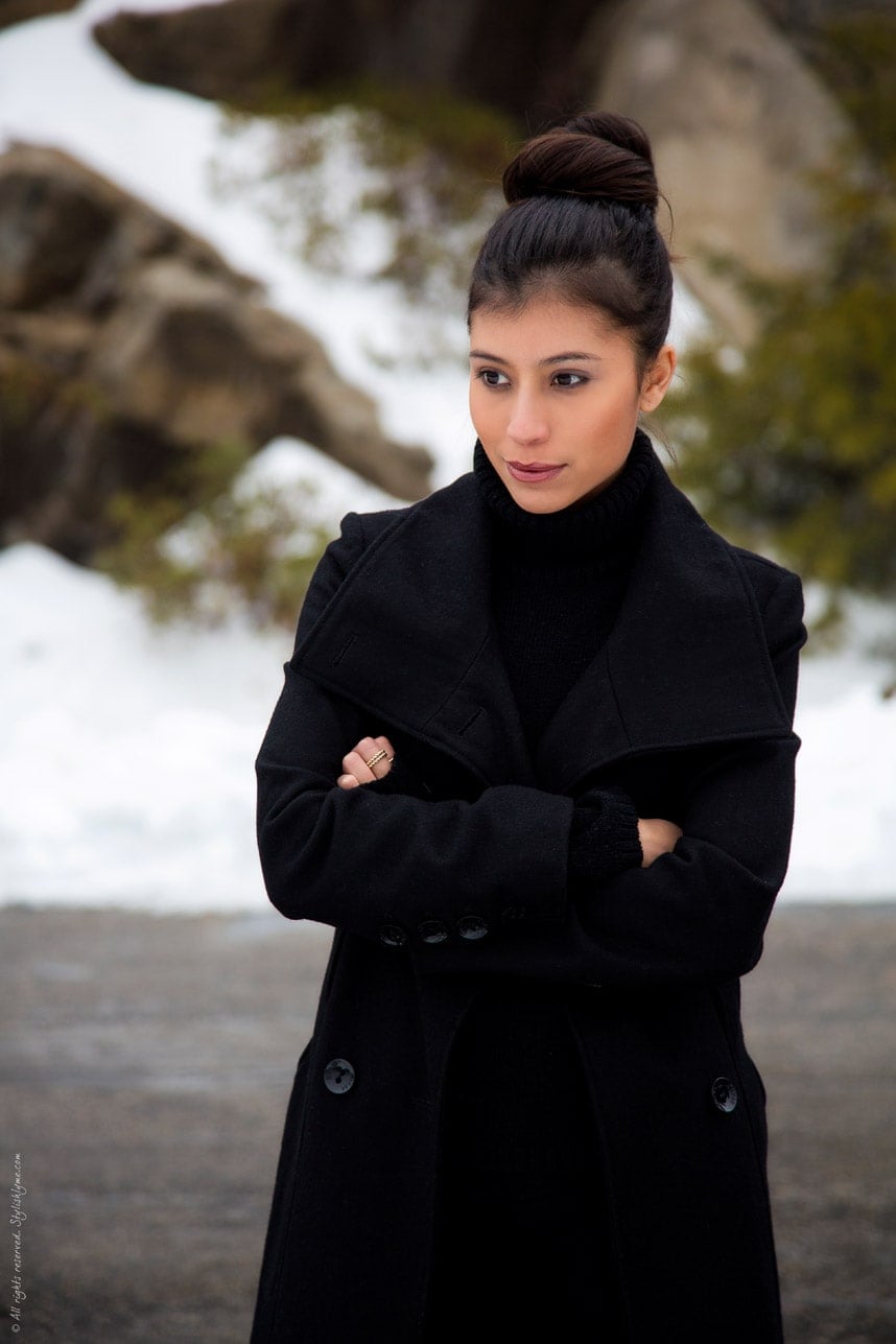 Classic Wool-Blend Coat for Timeless Winter Elegance — All Black Winter Outfits
