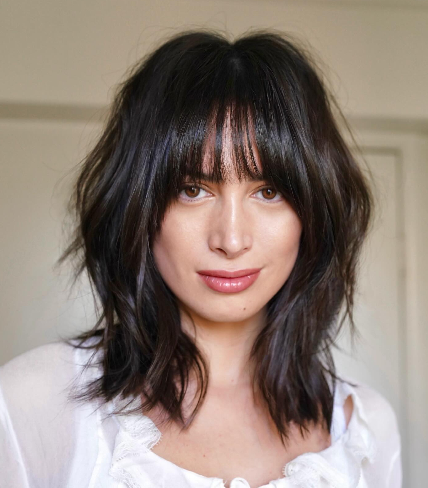 Air Dried Dark Brown Shag — Winter Hairstyles for Thin Hair