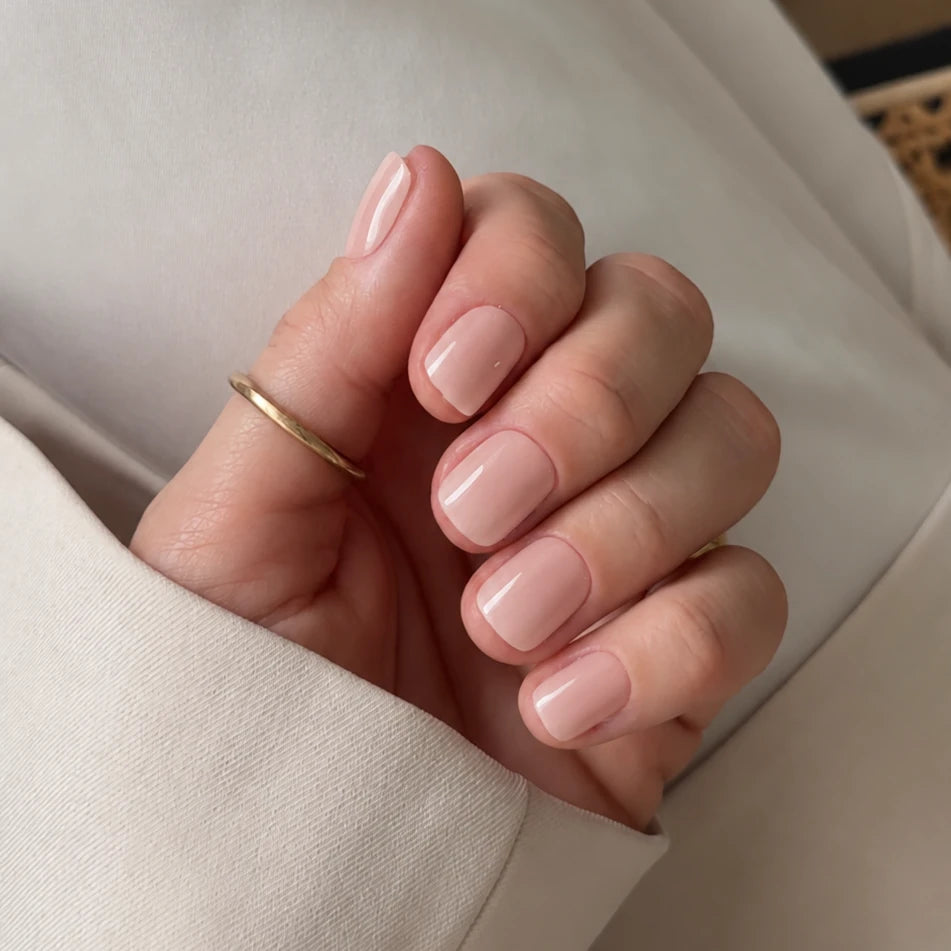 Soft Opaque Pink Minimalist Nails Soft Opaque Pink Minimalist Nails β Short Winter Round Nails