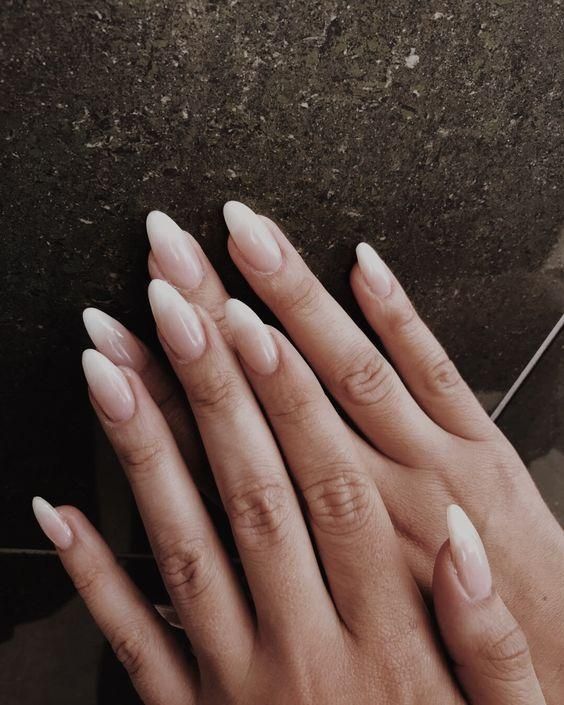 Classic Nude And White French Almond Nails Classic Nude And White French Almond Nails β Medium Winter Almond Nails