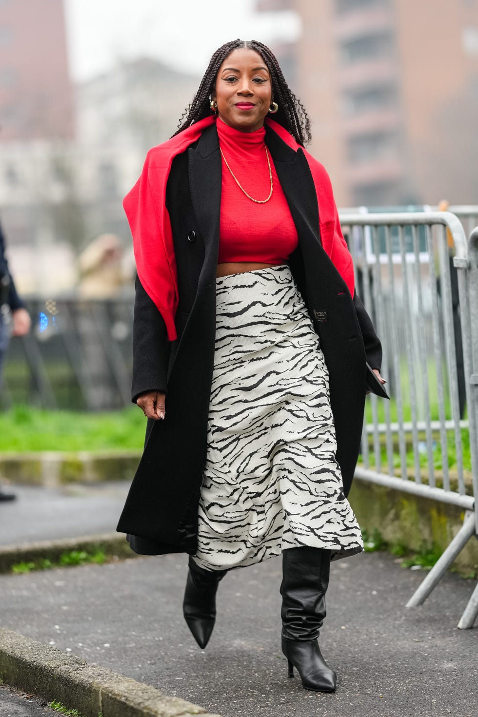 Striking Zebra Print Skirt with Bold Red Top Striking Zebra Print Skirt with Bold Red Top β Classy Winter Outfits