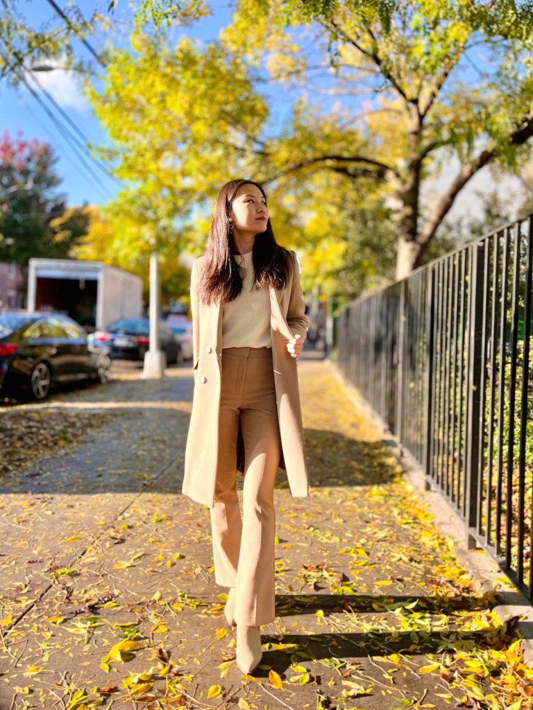 Monochromatic Beige Outfit With Longline Camel Wool Coat — Camel Coat Outfits