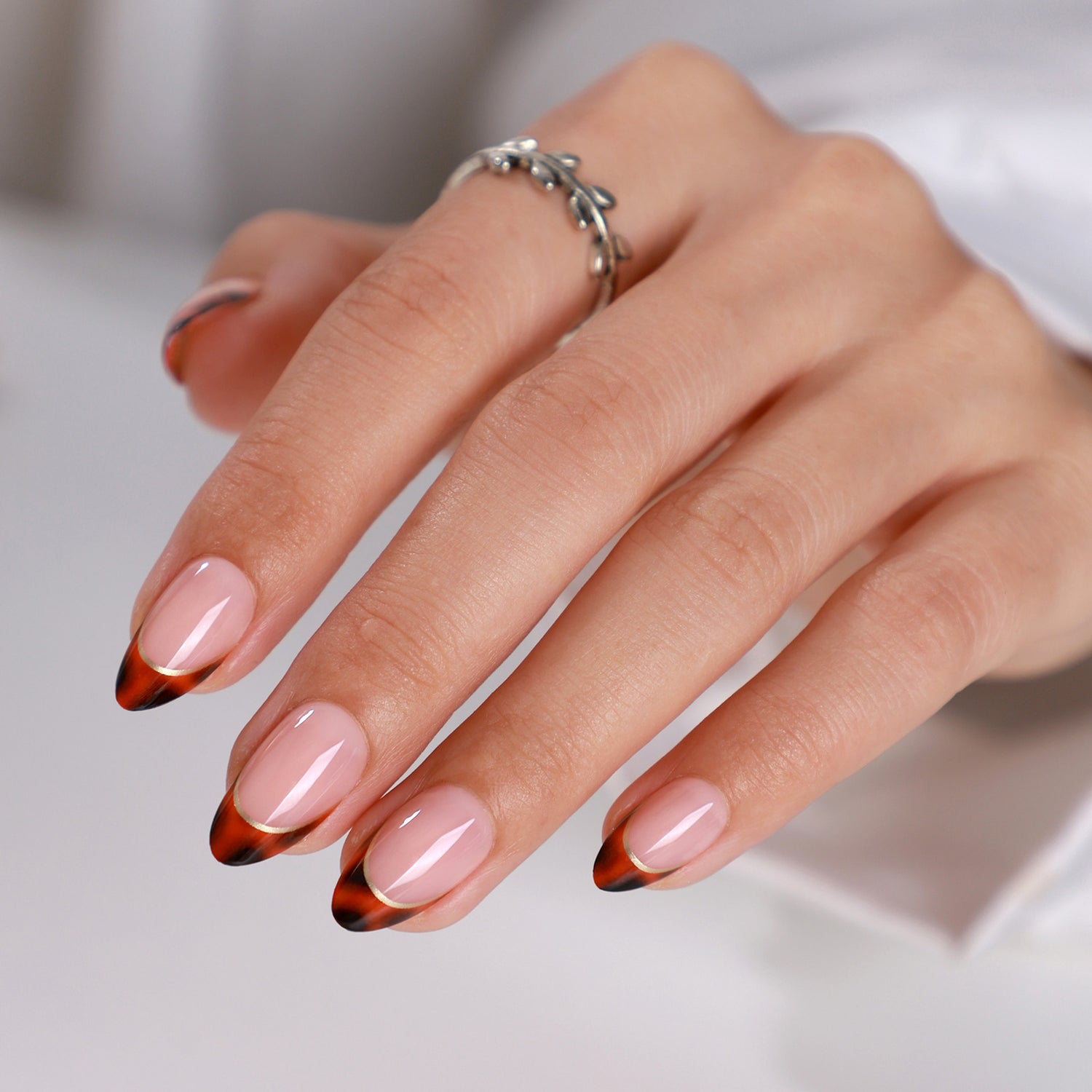 Sheer Pink Tortoiseshell French Tips Sheer Pink Tortoiseshell French Tips β New Years Almond Nails 2027