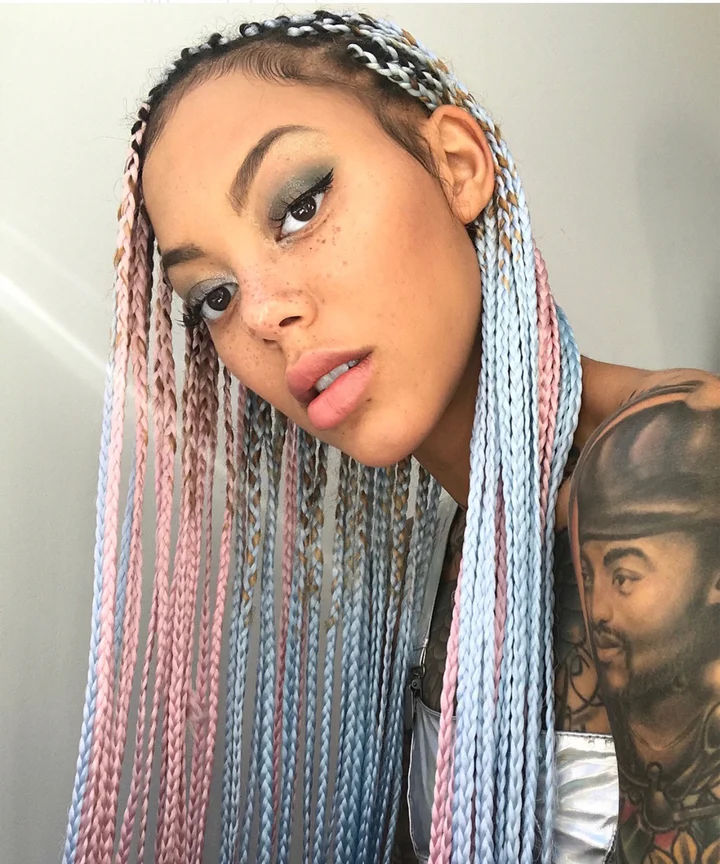 Pastel Pink and Baby Blue Box Braids — Winter Braid Colors for Black Women