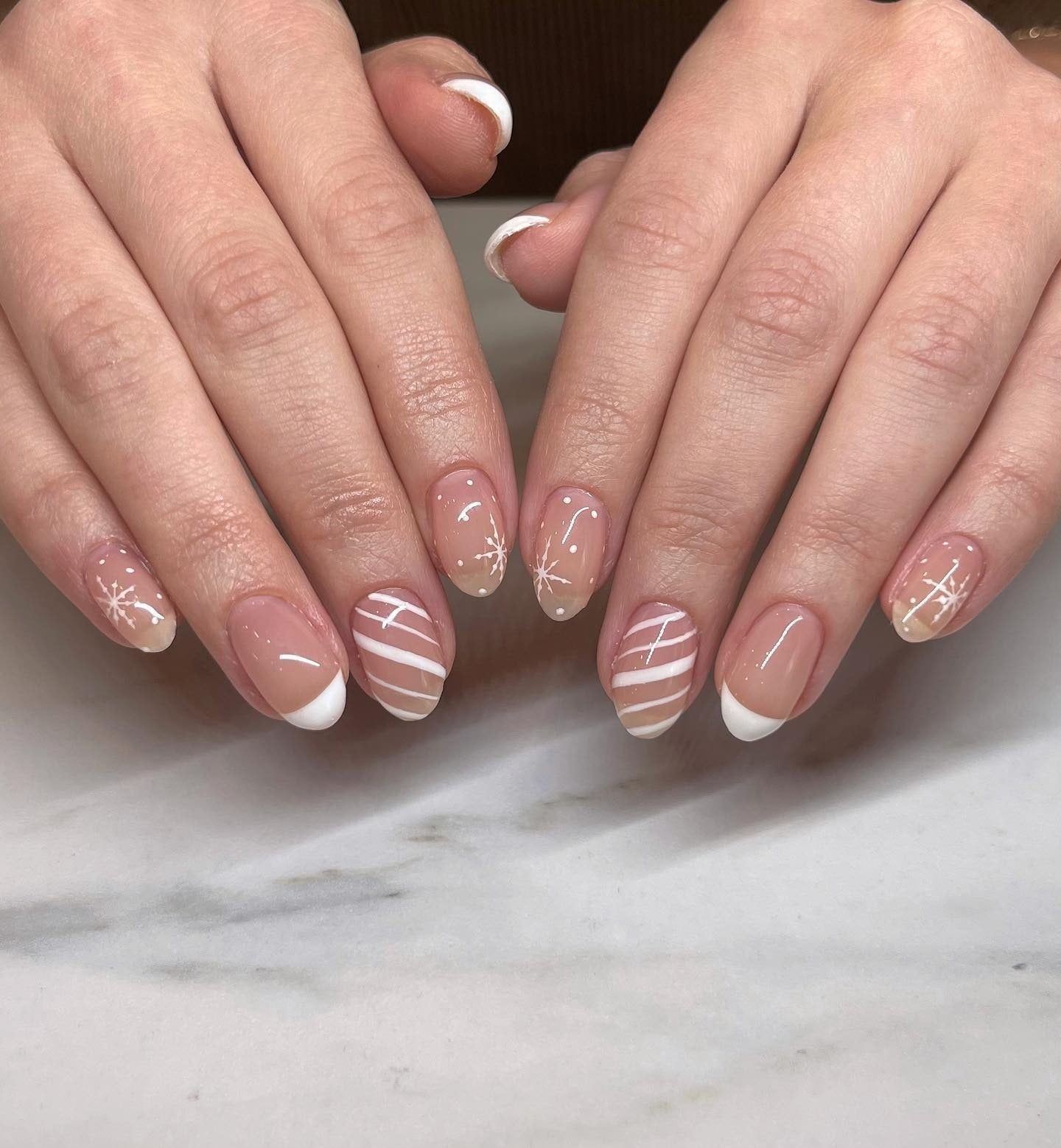 Classic French with Winter Art — Cute Winter Nails