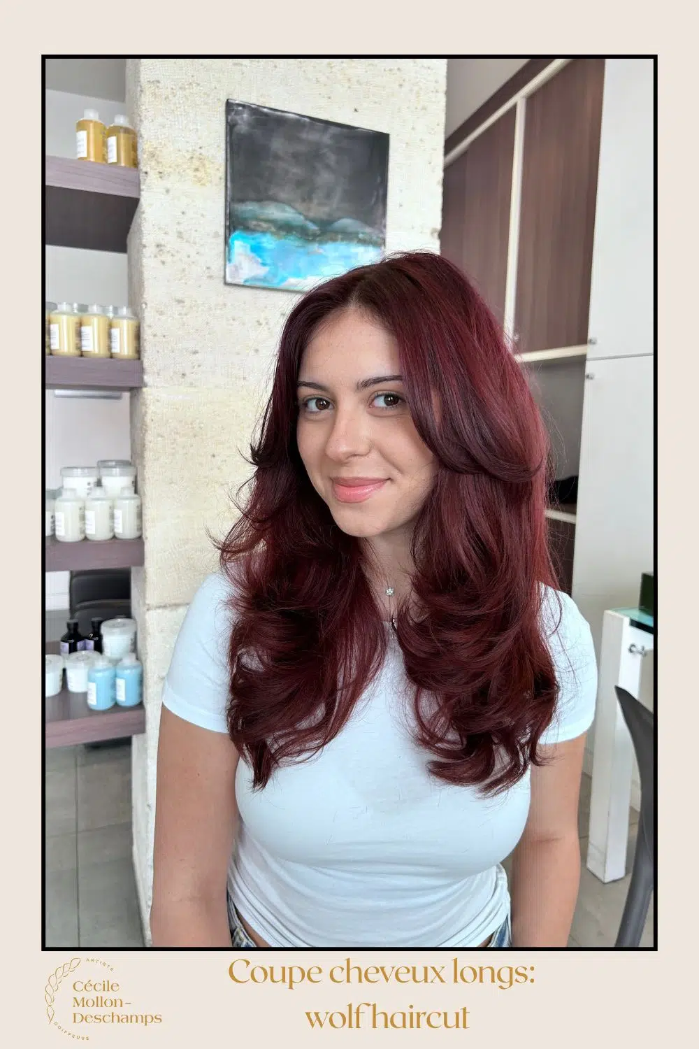 Dark Red Layered Shag with Curtain Bangs Dark Red Layered Shag with Curtain Bangs β Winter Haircuts for Women