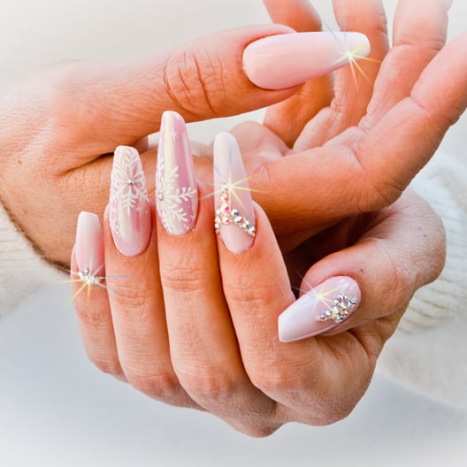 Pale Pink Iridescent Snowflake Rhinestones Pale Pink Iridescent Snowflake Rhinestones β Winter Rhinestone Nails