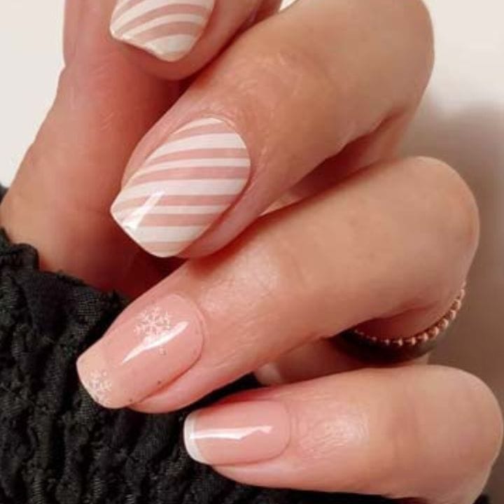 Glossy White Snowflake Glitter Nails — Winter White Nails