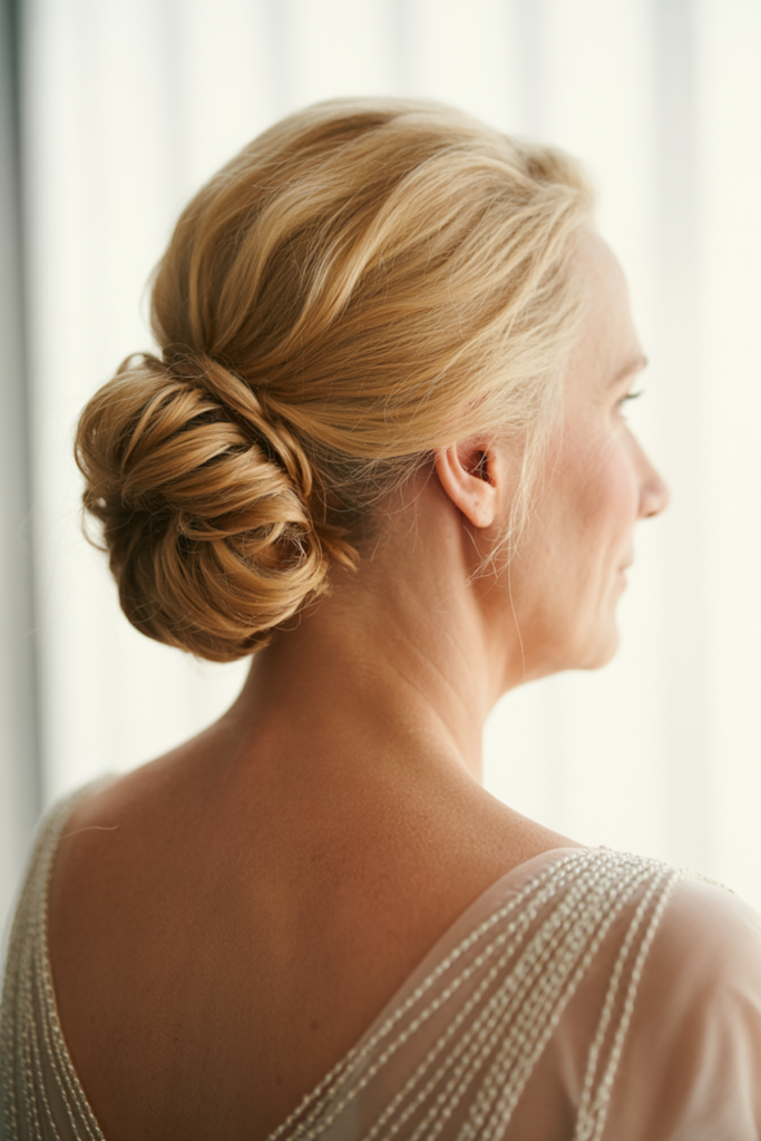 Intricate Low Chignon Bob Intricate Low Chignon Bob β Winter Formal Hairstyles