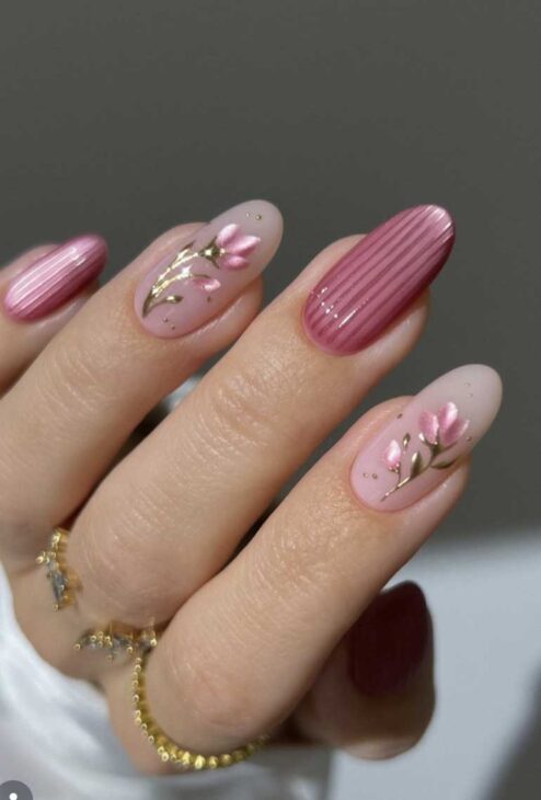 Clean Cuticle Work Even Application Visual Idea — Winter to Spring Transition Nails