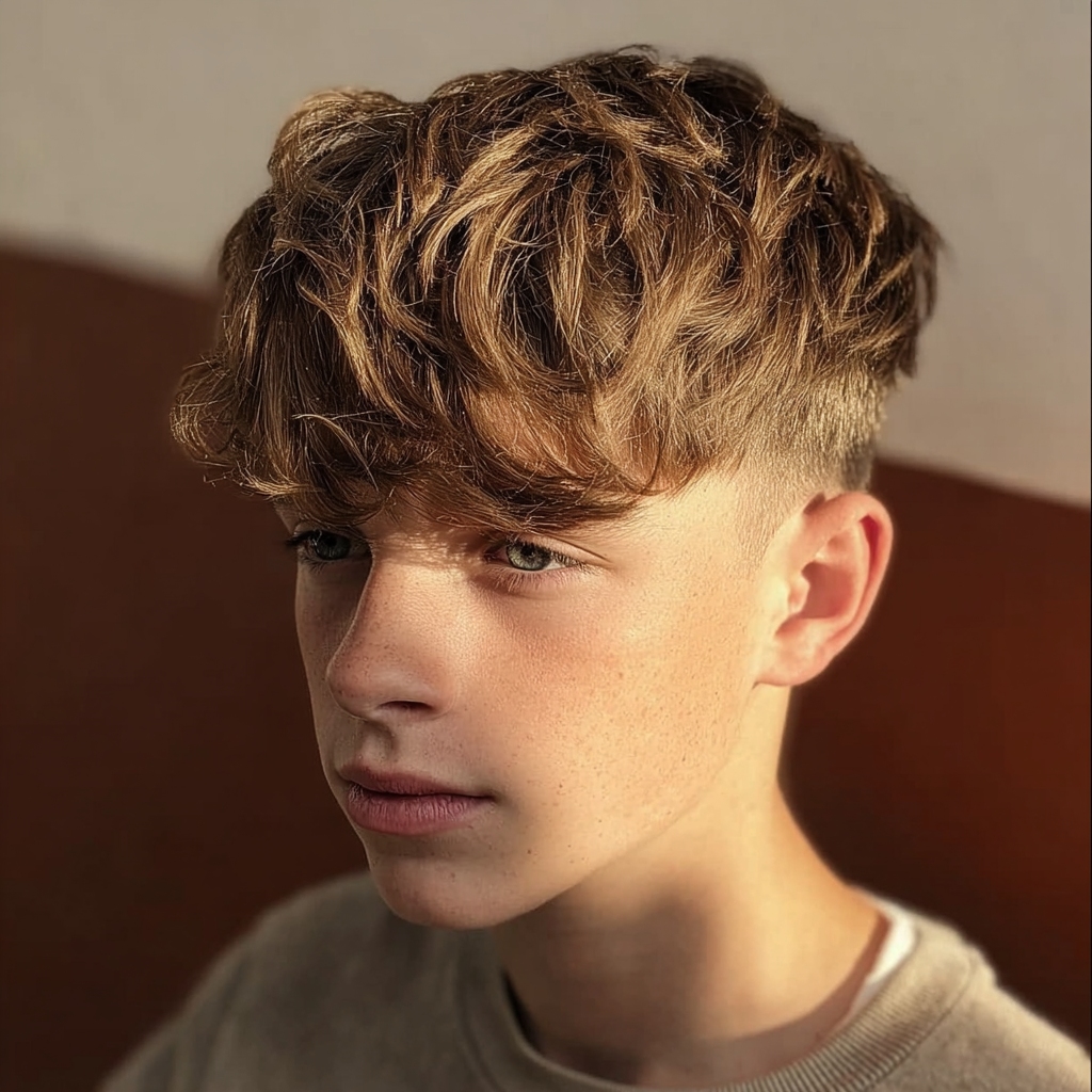 Textured Crop With Blonde Highlights Fade — Winter Haircuts for Boys