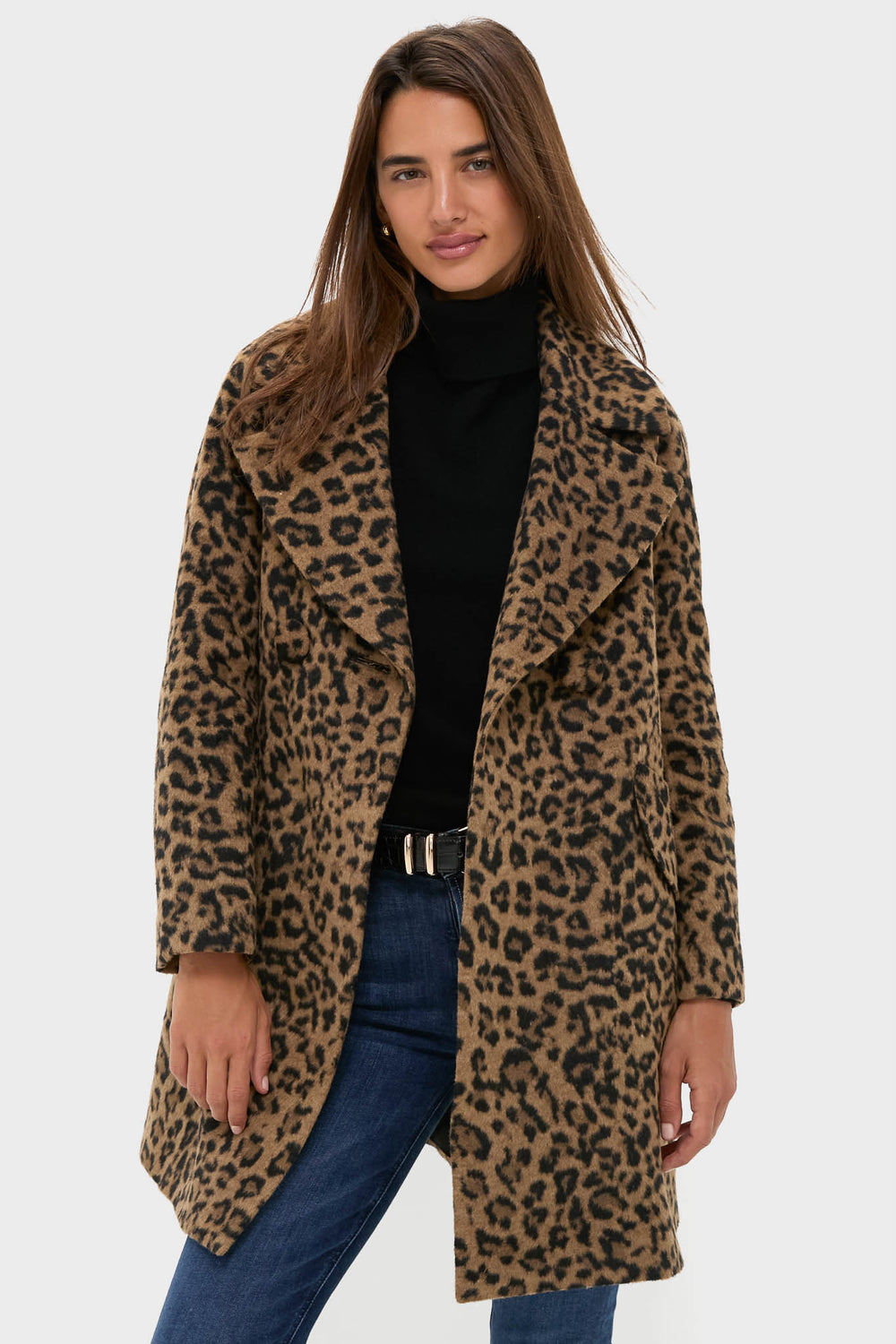 Leopard Print Peacoat with Turtleneck and Jeans Leopard Print Peacoat with Turtleneck and Jeans β Peacoat Outfits