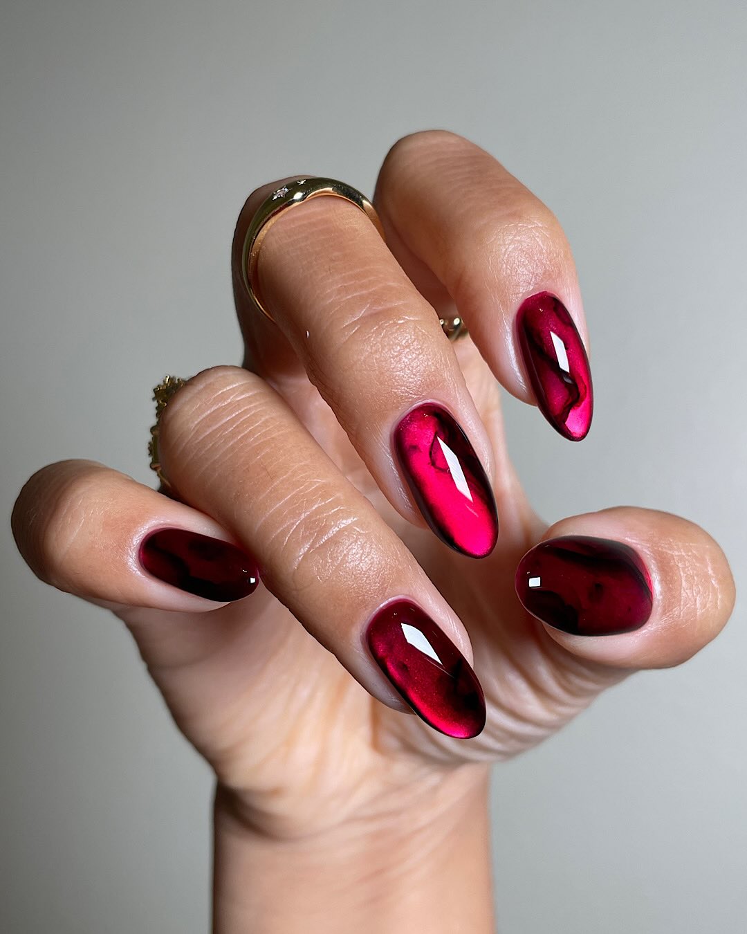 Deep Red Black Marbling Jelly Nails Deep Red Black Marbling Jelly Nails β New Years Eve Nails 2027
