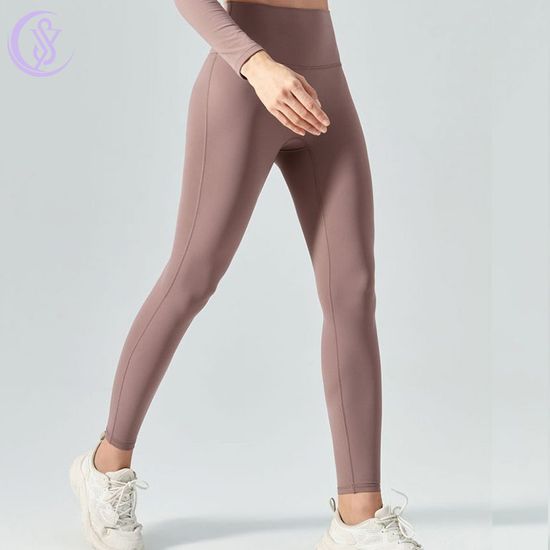 Mauve Fleece-Lined Leggings for Warmth — Winter Workout Outfits