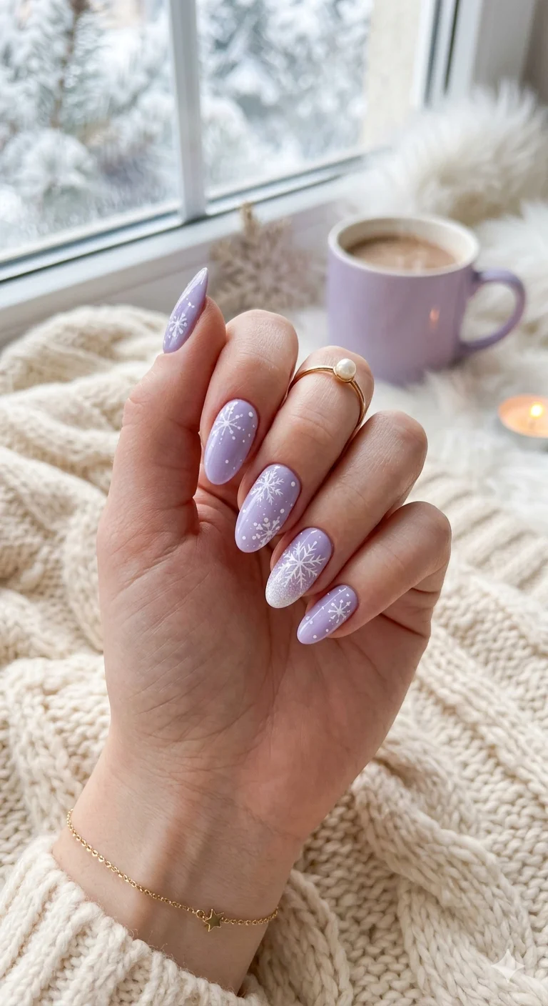 White Snowflake And Dot Motifs Visual Idea White Snowflake And Dot Motifs Visual Idea β Winter Dip Powder Nails