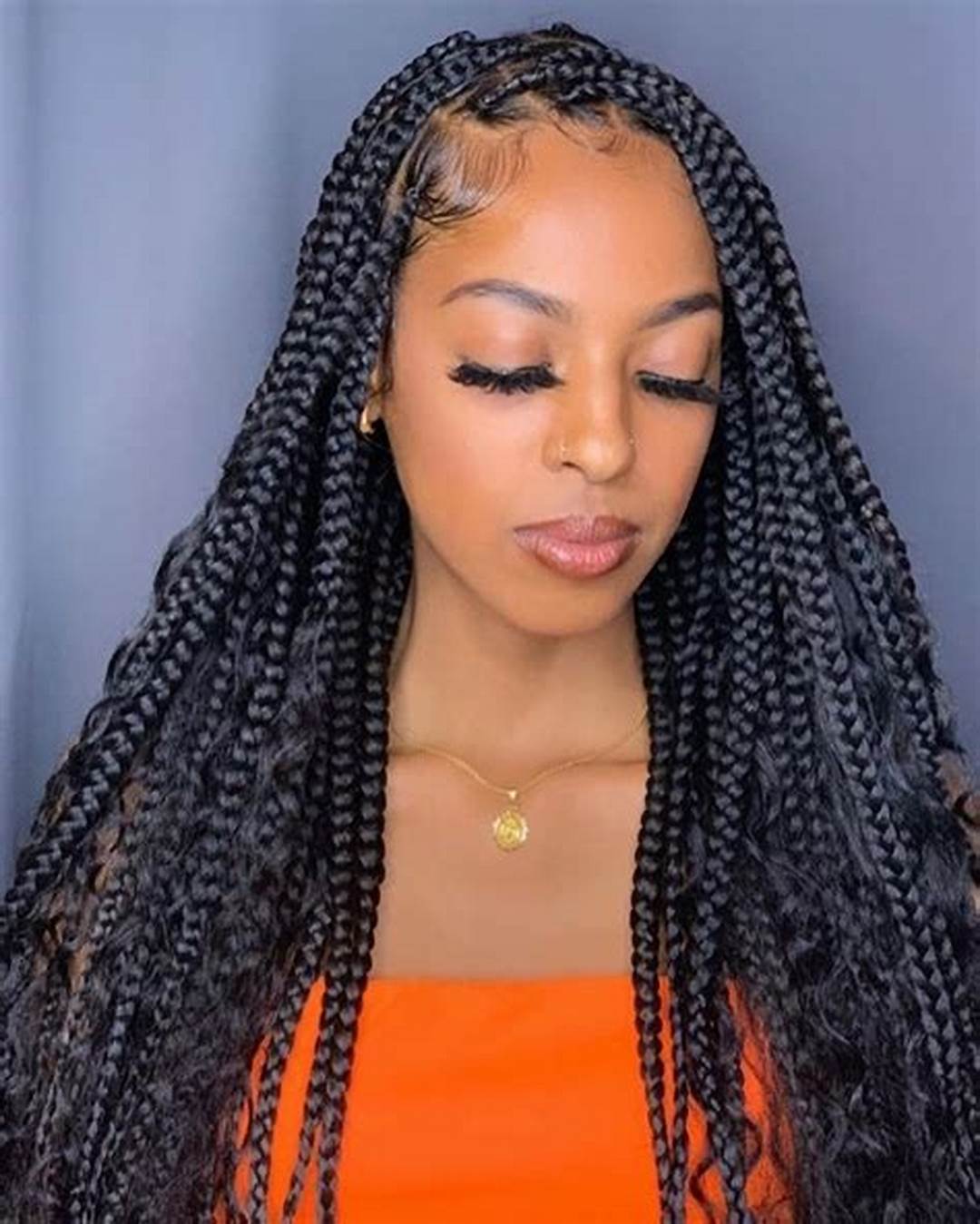 Braids Transitioning into Loose Wavy Ends — Winter Braids for Black Women