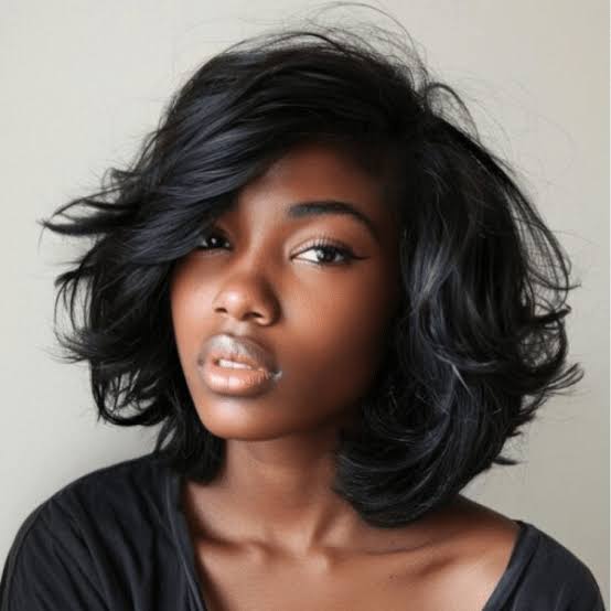 Voluminous Black Chin Bob With Bangs — Winter Lob Haircuts