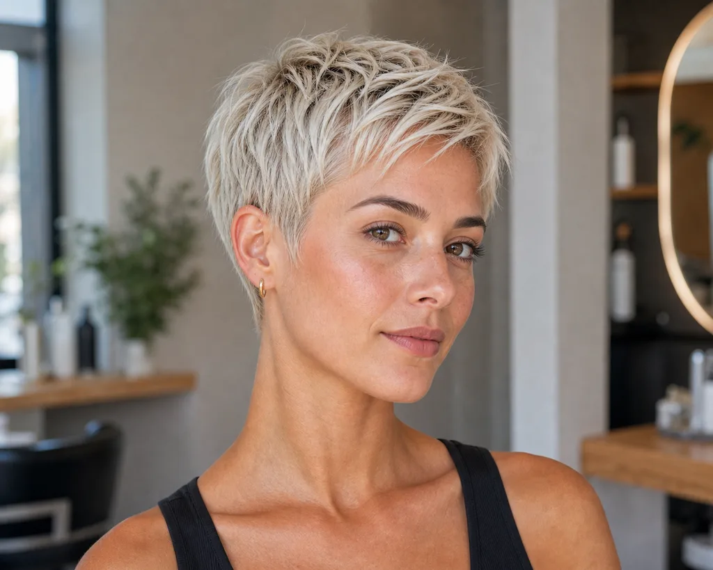 Textured Pixie With Side-Swept Bangs Textured Pixie With Side-Swept Bangs β Winter Haircuts for Square Faces