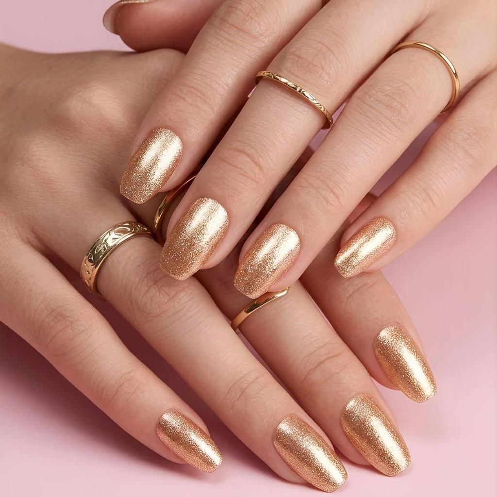 Gold Visual Idea — Baddie Winter Nails