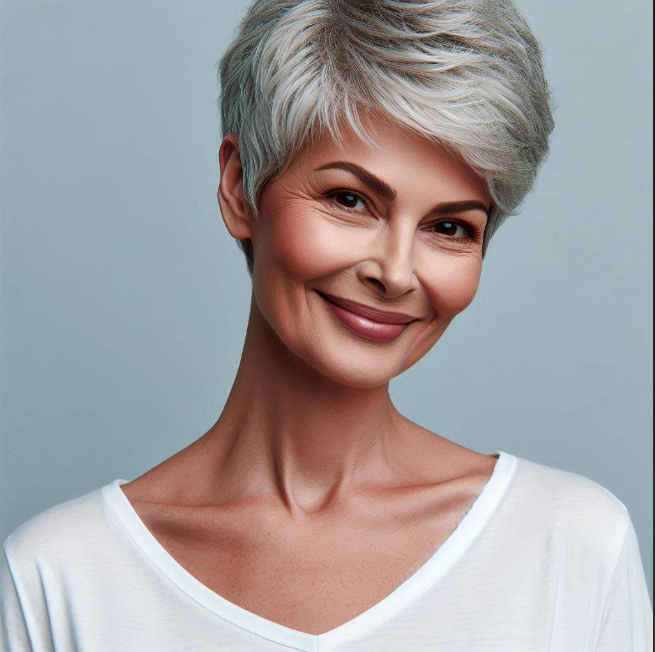 Textured Silver Pixie With Swept Bangs — Winter Haircuts for Women Over 60