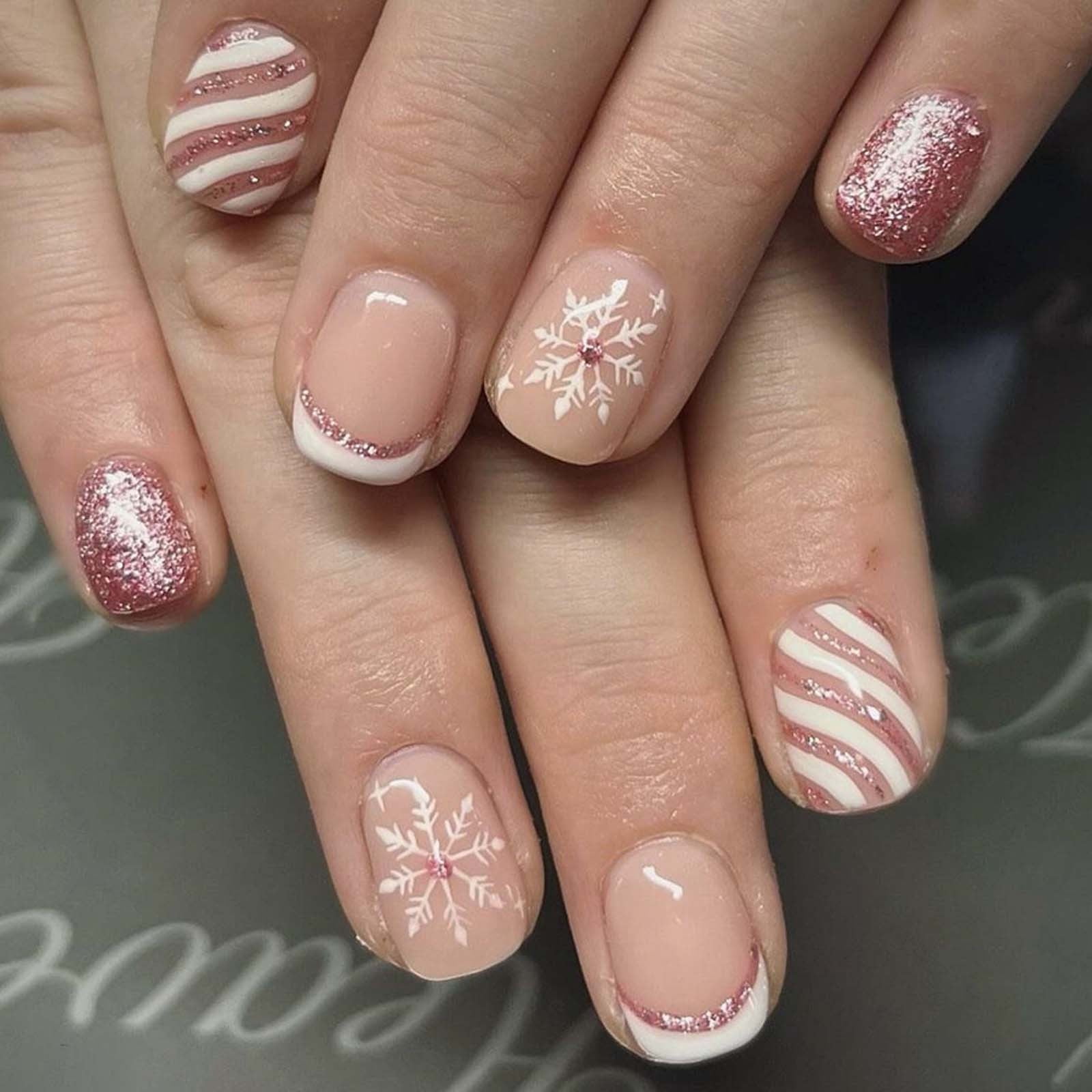 Short Square Winter Art French Tips Short Square Winter Art French Tips β Winter French Tip Nails