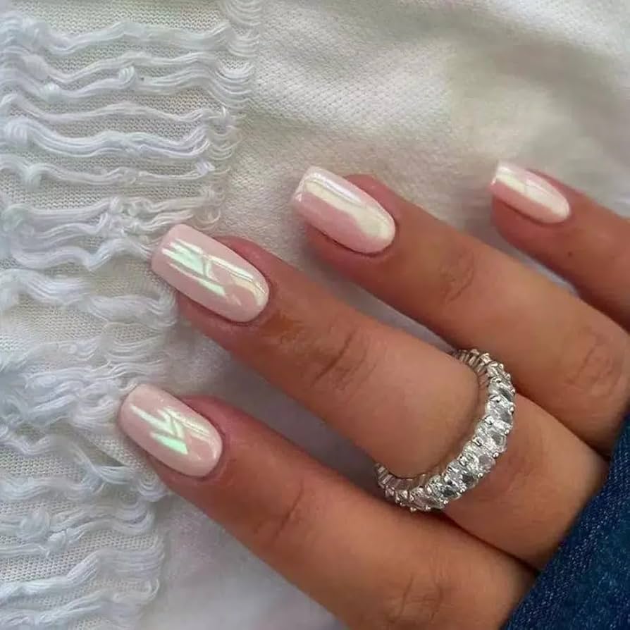 Pale Pink Shimmer Short Square Nails Pale Pink Shimmer Short Square Nails β New Years Square Nails 2027