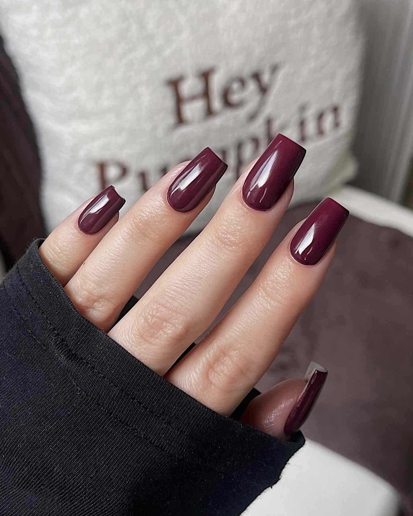 Deep Plum Glossy Short Square Deep Plum Glossy Short Square β Old Money Winter Nails