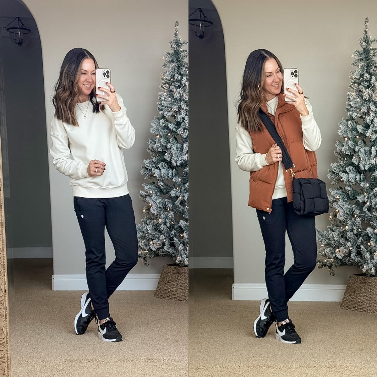 Casual Comfort: Sweatshirt, Joggers, and Puffer Vest — December Outfits