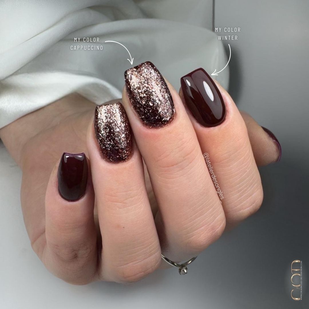 Glossy Glitter Visual Idea Glossy Glitter Visual Idea β Winter Squoval Nails