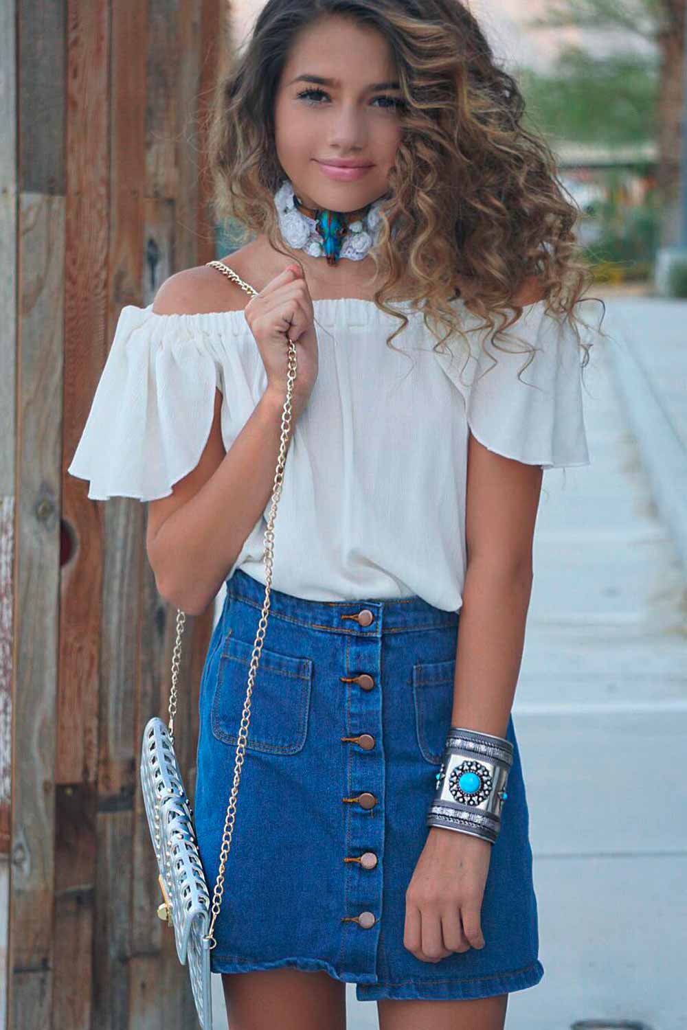 Striped Top with Denim Jeans and a Plaid Scarf — Cute Winter Outfits