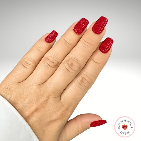 Short Square Glitter Red Short Square Glitter Red β Cherry Red Christmas Nails 2026