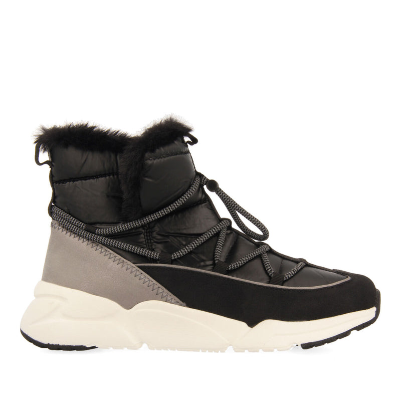 Black Lace-Up Winter Sneakers with Fur Trim Black Lace-Up Winter Sneakers with Fur Trim β Winter Outfits for Women Over 70