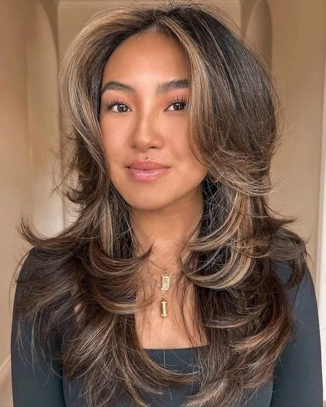 Medium Brown With Blonde Balayage Visual Idea Medium Brown With Blonde Balayage Visual Idea β Winter Haircuts for Long Faces