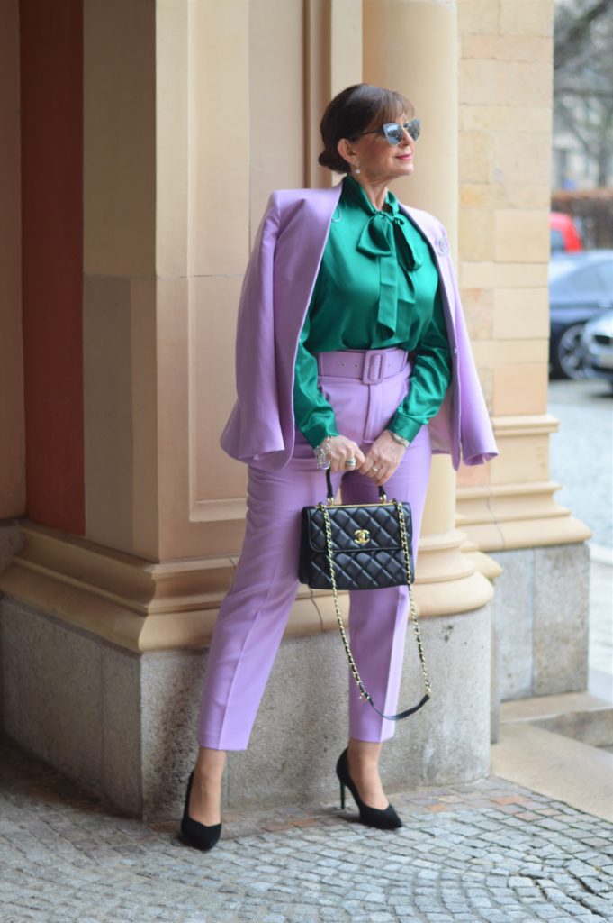 Sophisticated Lilac Suit for Formal Winter Events Sophisticated Lilac Suit for Formal Winter Events β Winter Outfits for Women Over 50