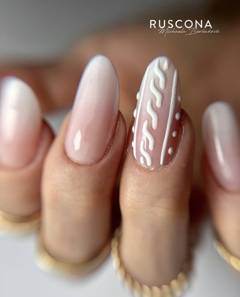 Cable Knit Texture French Ombre Nails Cable Knit Texture French Ombre Nails β Winter Work Nails