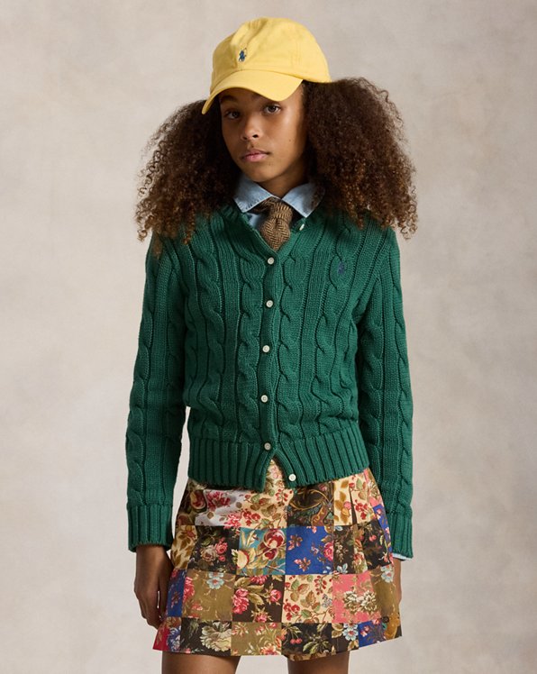 Preppy Cardigan, Tie, and Patchwork Skirt — Winter School Outfits