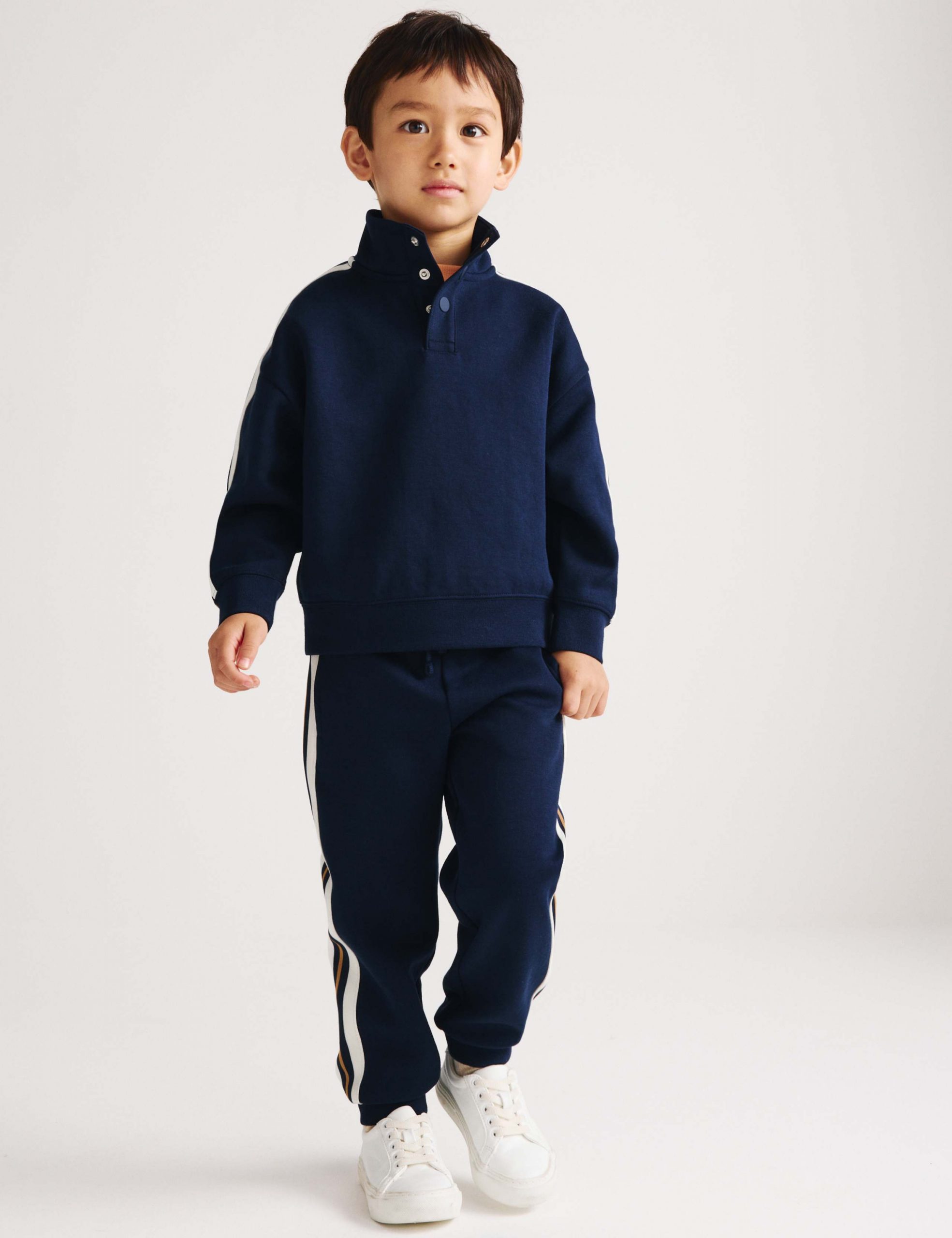 Navy Fleece Sweatshirt Set with Striped Accents Navy Fleece Sweatshirt Set with Striped Accents β Winter Outfits for Kids