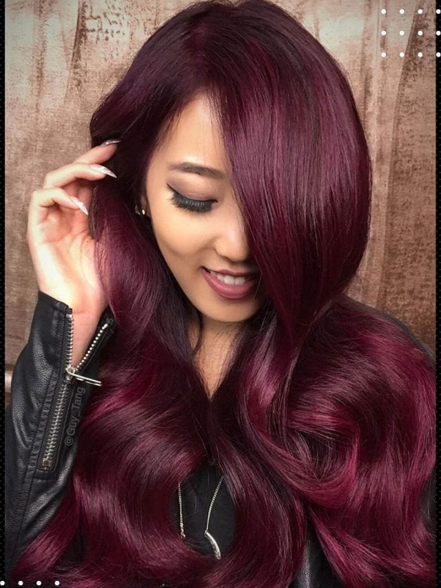 Lustrous Collarbone Burgundy — Burgundy Hair Color