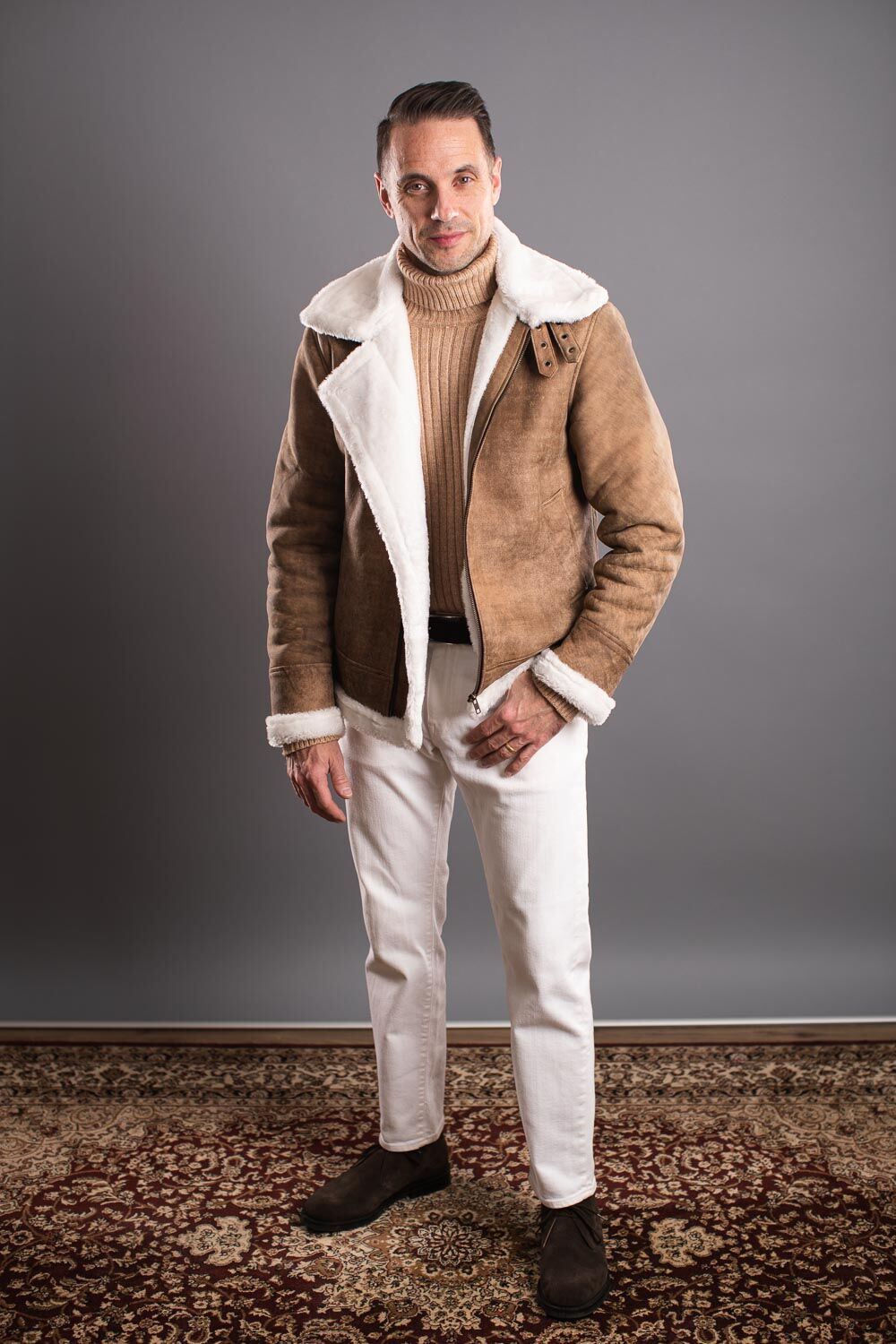 Brown Suede Jacket with Shearling Lining Brown Suede Jacket with Shearling Lining β Winter Outfits for Men