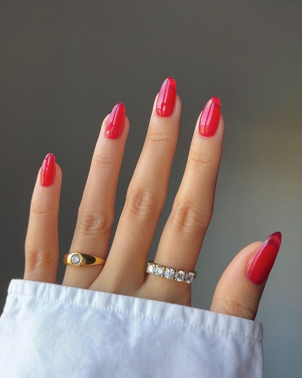 Sheer Nude Base With Red Tips Visual Idea Sheer Nude Base With Red Tips Visual Idea β Christmas Nails for Women Over 50 2026