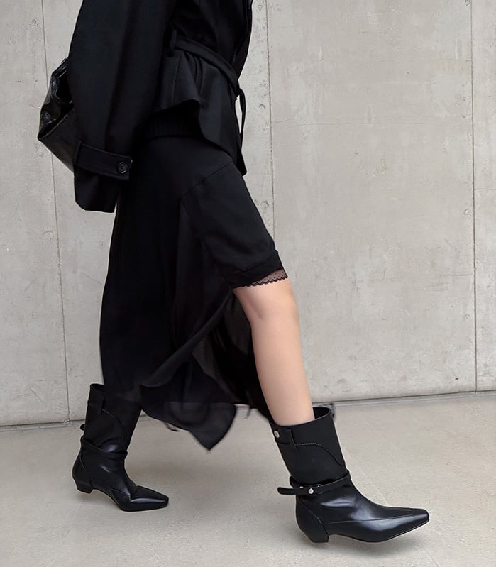 Smart Casual Elegance: Black Dress, Jacket, and Pointed Ankle Boots Smart Casual Elegance: Black Dress, Jacket, and Pointed Ankle Boots β Ankle Boots Outfits
