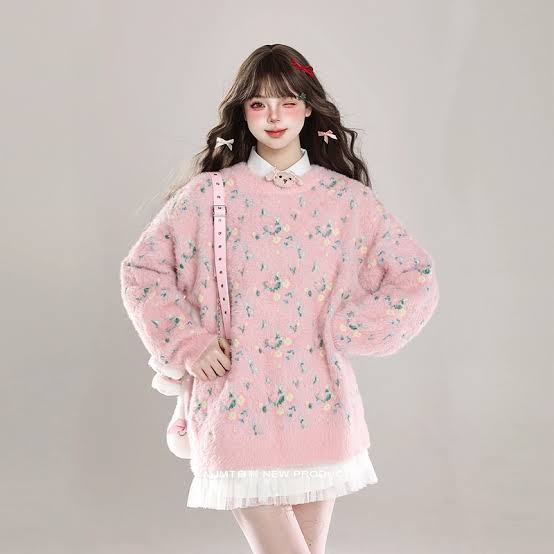 Sweet Layers: Pink Fuzzy Sweater with Tulle Skirt Sweet Layers: Pink Fuzzy Sweater with Tulle Skirt β Korean Winter Outfits