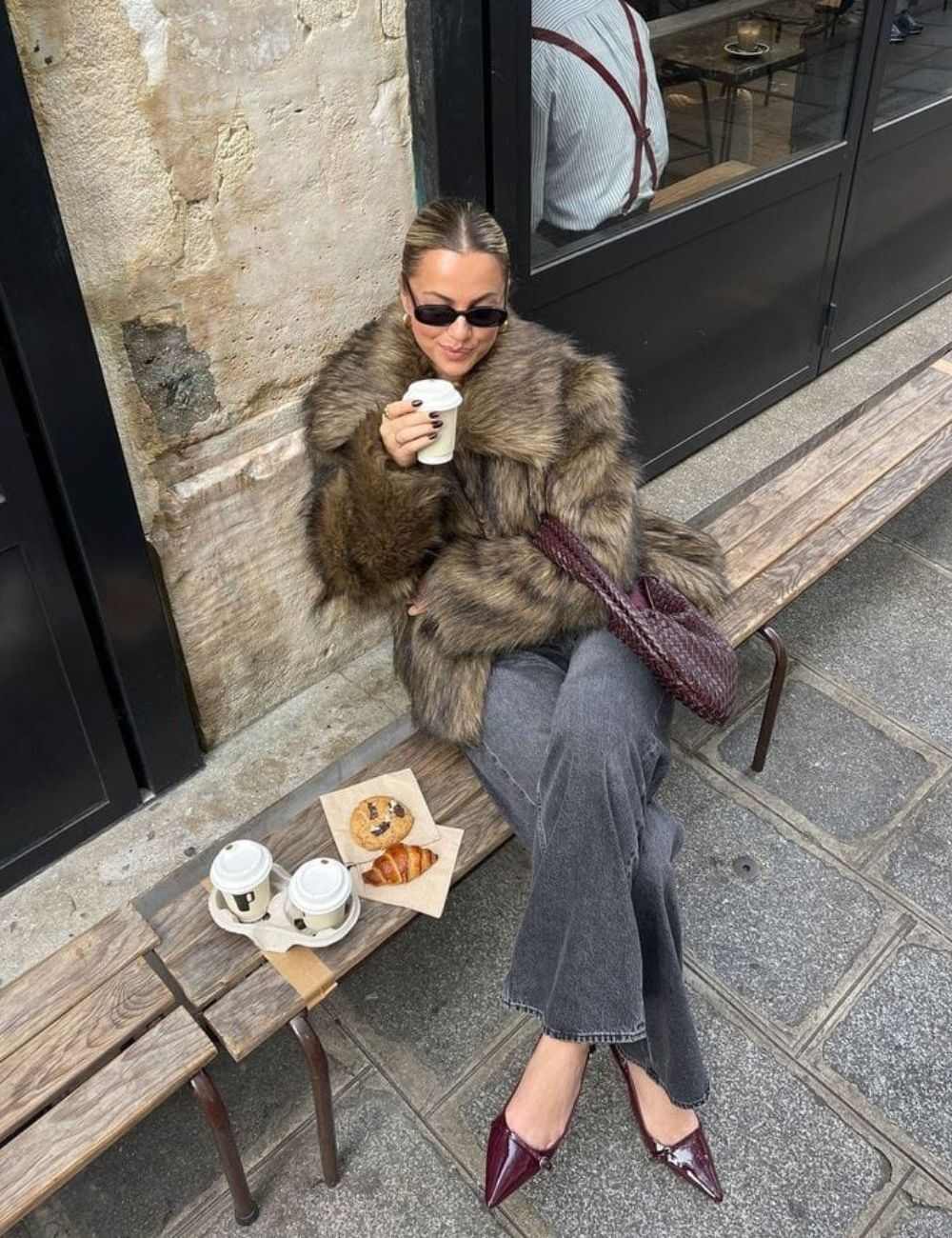 Luxurious Fur Coat with Wide-Leg Jeans for a Statement Brunch Luxurious Fur Coat with Wide-Leg Jeans for a Statement Brunch β Winter Brunch Outfits