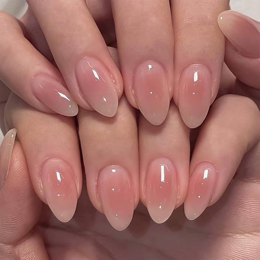 Glossy Jelly Visual Idea — Short Winter Almond Nails